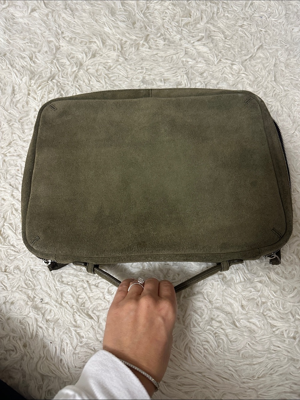SuitSupply Men's Green suede/Herringbone Travel Organizer